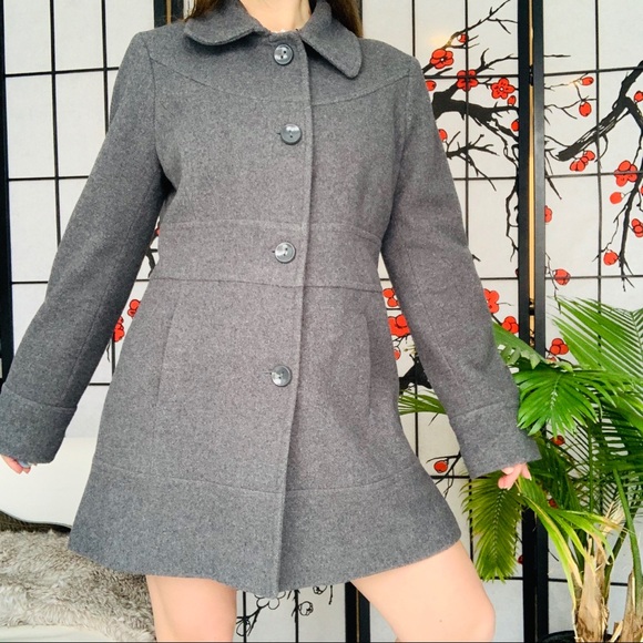 Kenneth Cole Wool Classy Button Down Dress Pea Coat Single Breasted Gray 12 - Picture 6 of 16